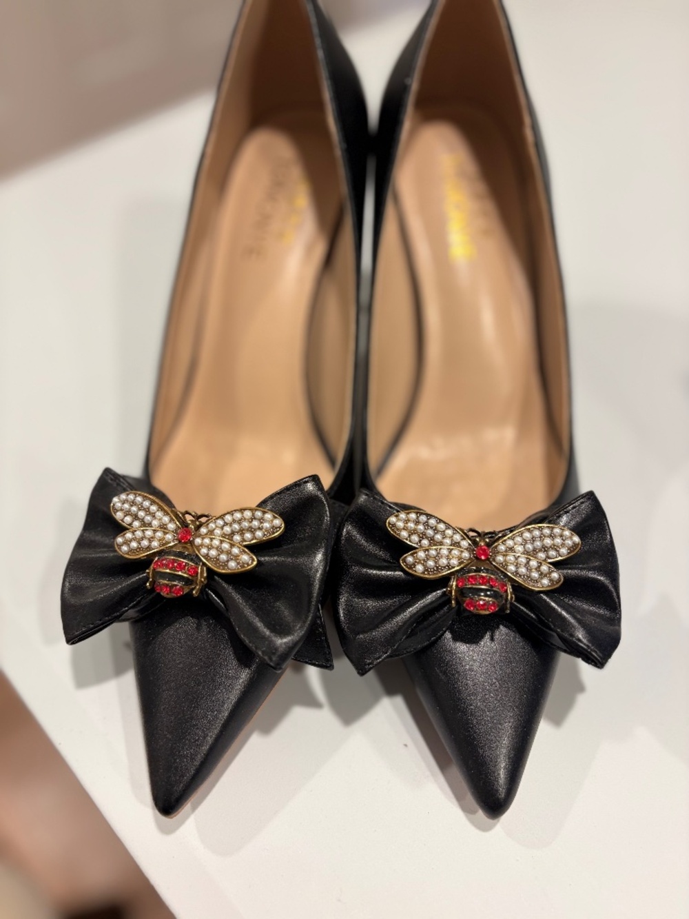 Jeweled Bee high heels